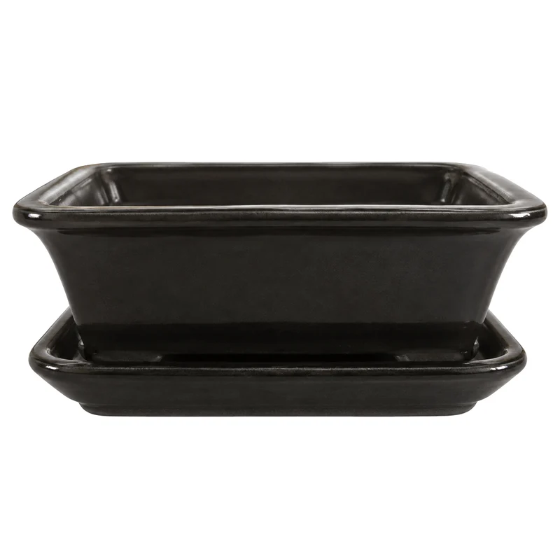 Pot à bonsaï en céramique avec soucoupe – 6 po