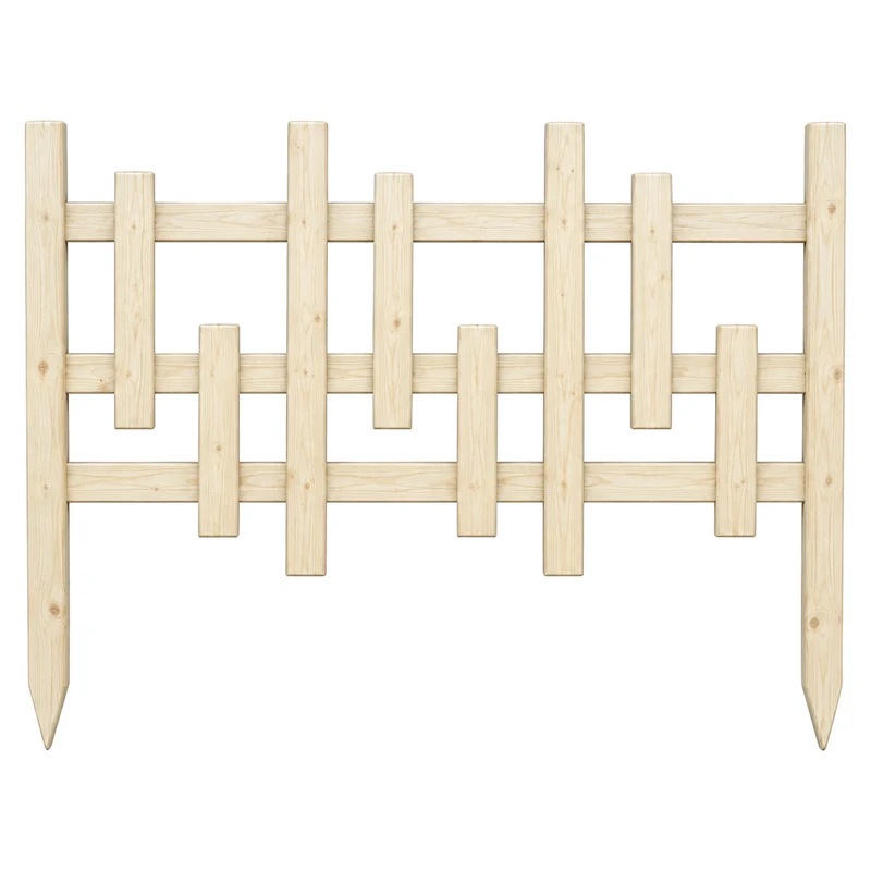 Clôture décorative robuste à profil étagé en pin naturel – 36 × 28 po