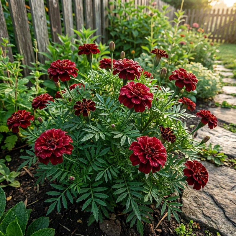 Dark Red Marigold (Tagetes patula) Flower Seeds for Home Garden Planting