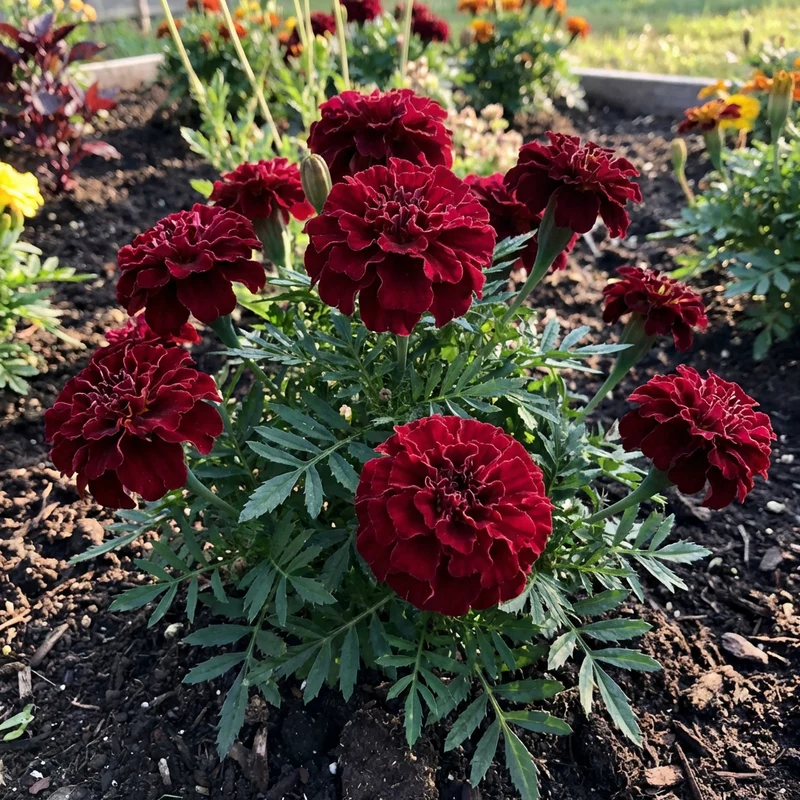 Dark Red Marigold (Tagetes patula) Flower Seeds for Home Garden Planting