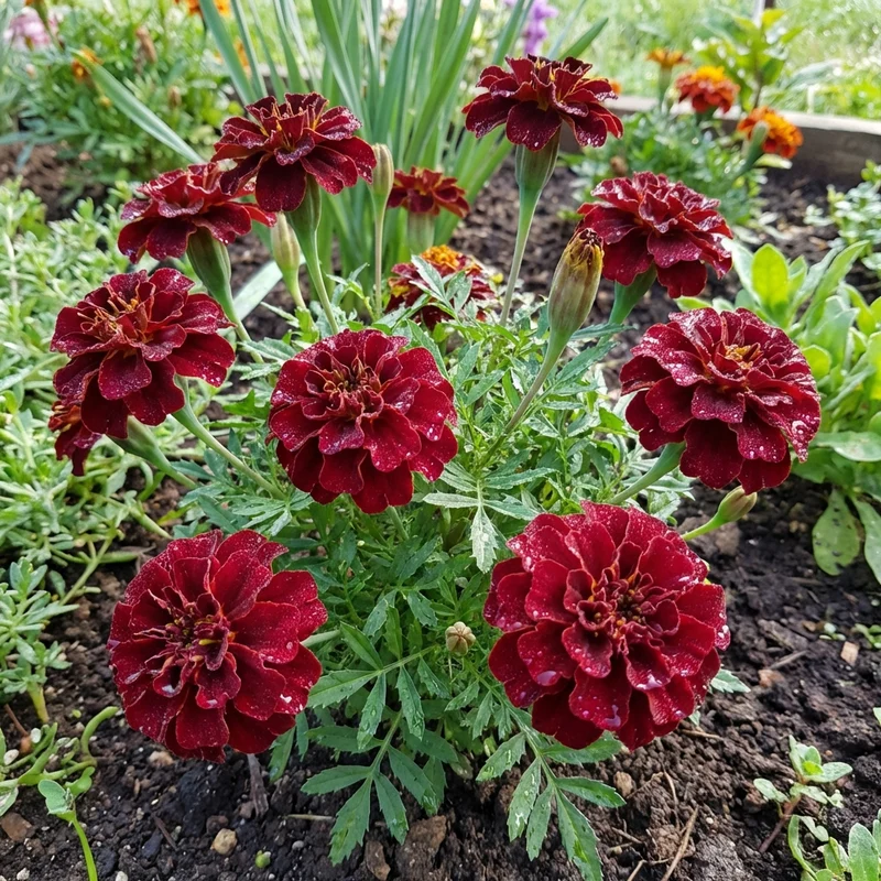 Dark Red Marigold Flower Seeds for Planting – Heirloom Garden Variety