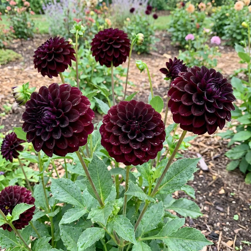 Black Pompon Dahlia (Dahlia pinnata) Flower Seeds – Decorative Garden Blooms