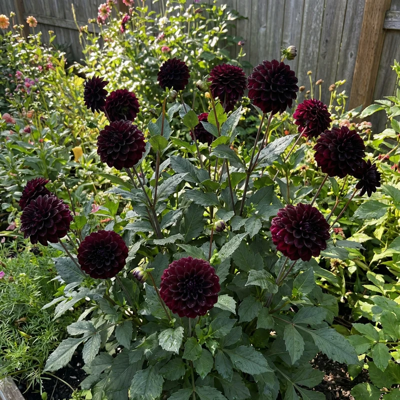 Black Pompon Dahlia (Dahlia pinnata) Flower Seeds – Decorative Garden Blooms
