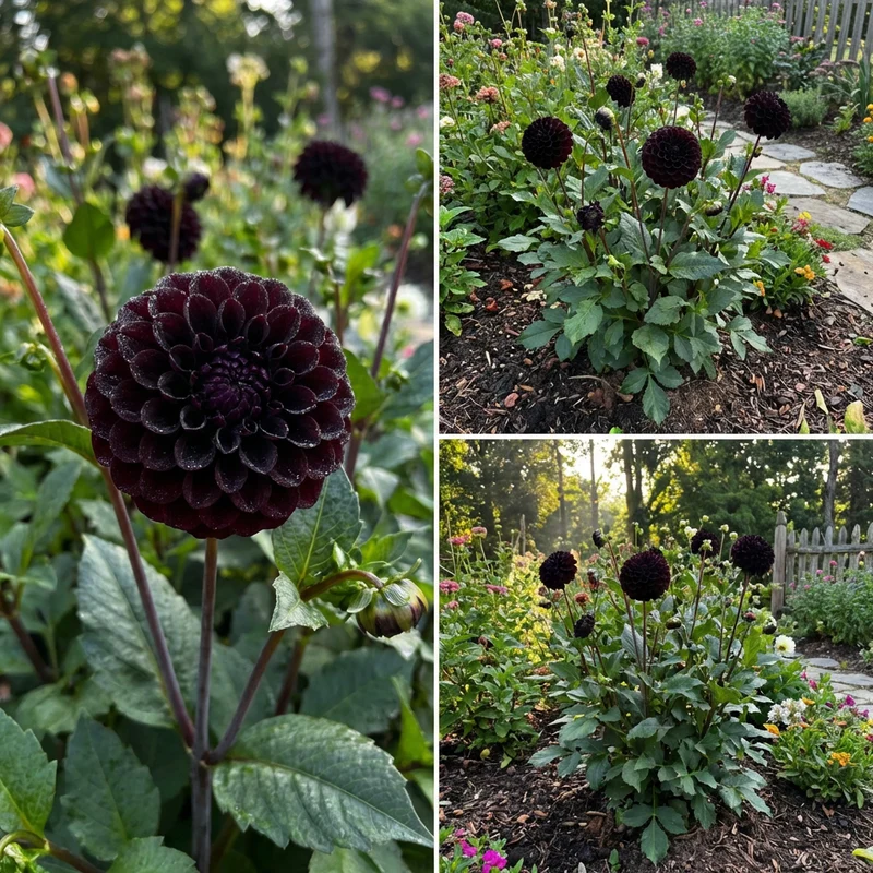 Black Pompon Dahlia Flower Seeds – Heirloom Non-GMO Seeds for Planting, High Germination Organic Garden Blooms