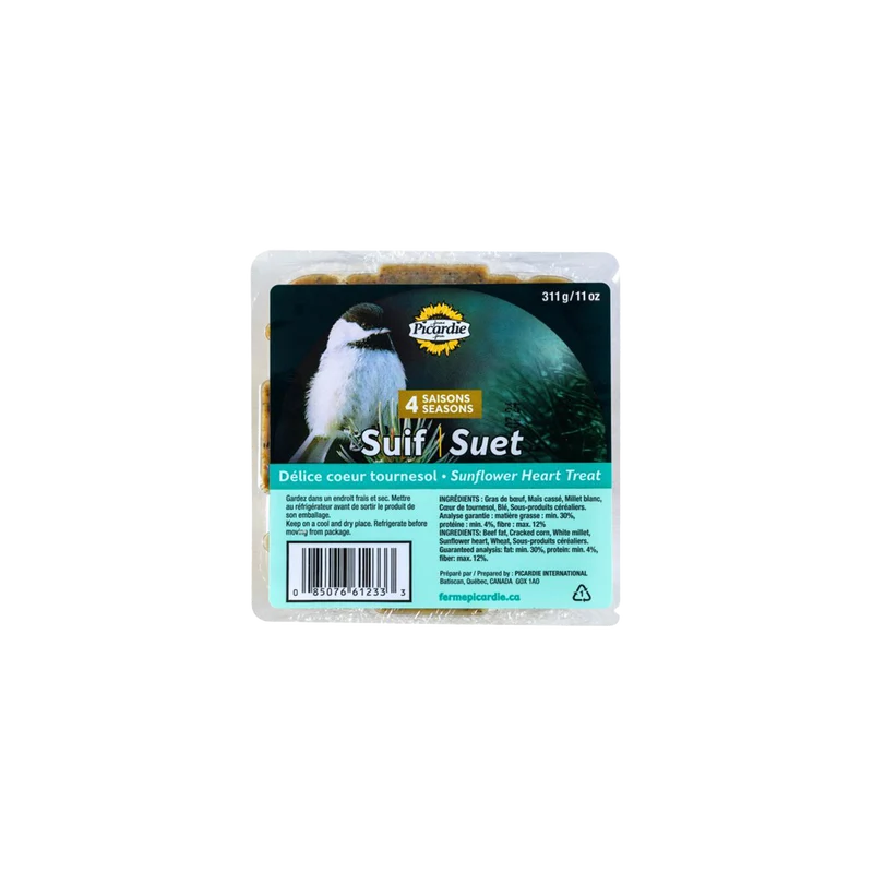 Suif Délice au tournesol pour oiseaux Picardie – 345 g
