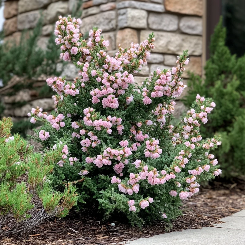 Compact Evergreen Pink Flower Seeds – Soft Pink Ruffled Blooms on Hardy Shrub