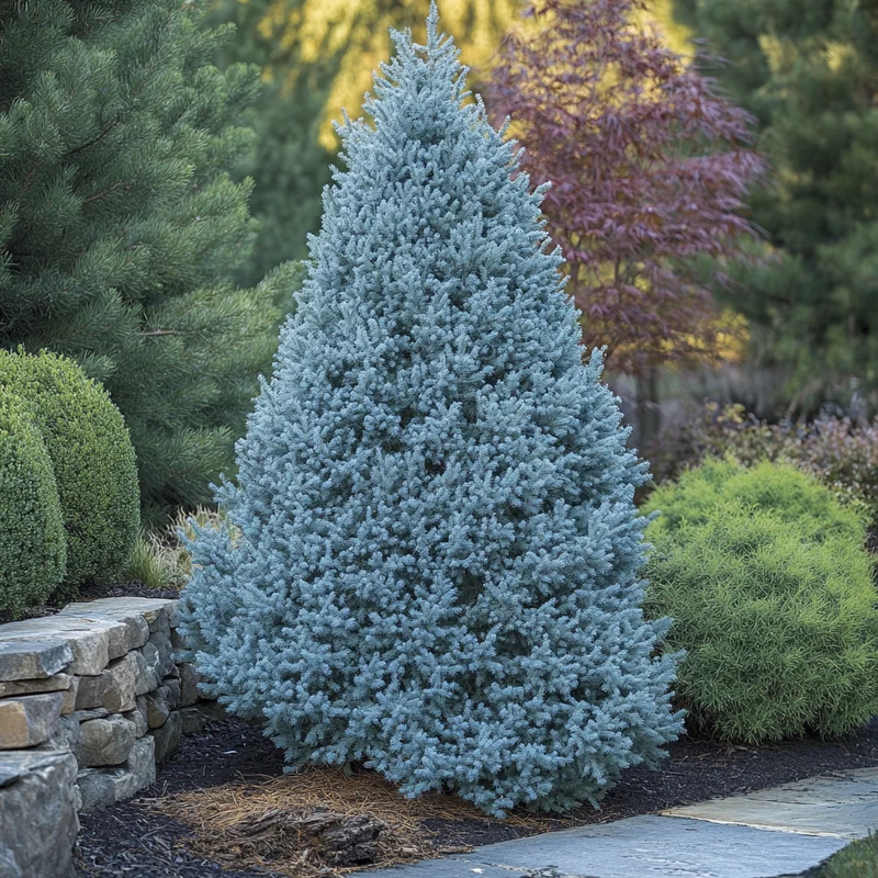 Silvery-Blue Evergreen Seeds – Dense Year-Round Foliage Plant for Landscapes