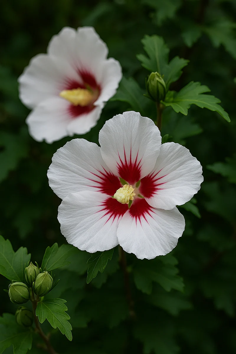 Hibiscus ‘Helene’ ( Hibiscus syriacus ‘Helene’)