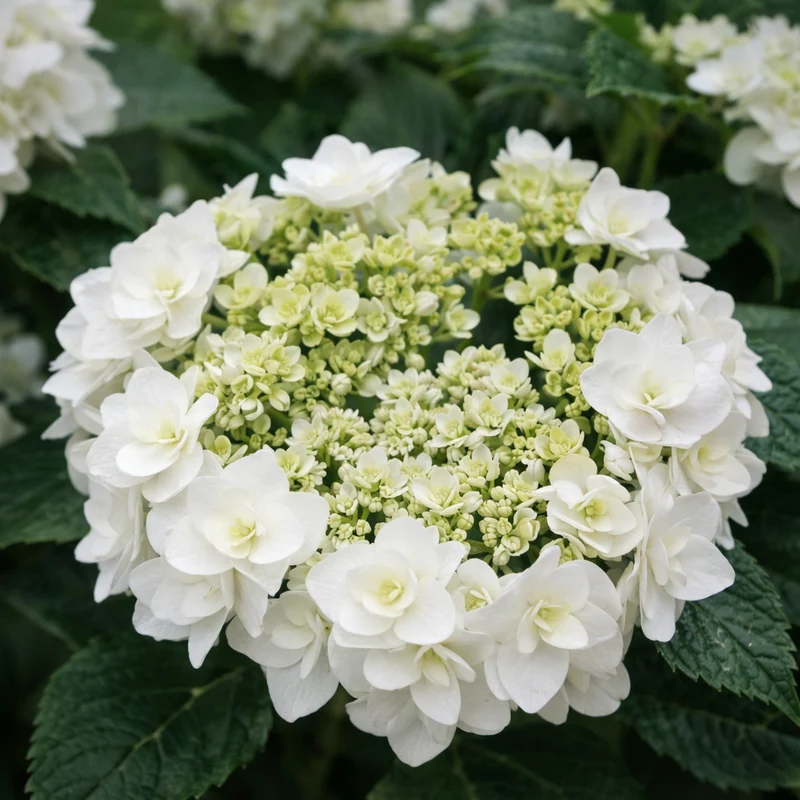 Hydrangée à grandes feuilles ‘Dancing Diva Wedding Gown’ ( Hydrangea macrophylla ‘Dancing Diva Wedding Gown’)