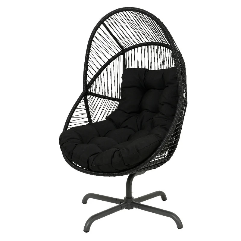 Chaise œuf en rotin noir – Collection Hvar