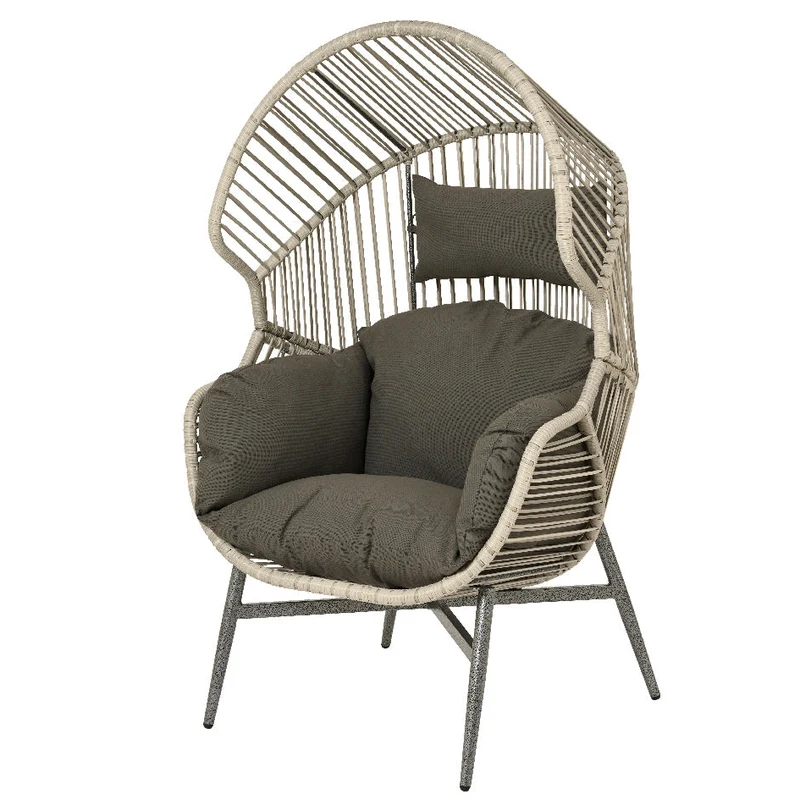 Chaise œuf en rotin gris – Collection Fermo