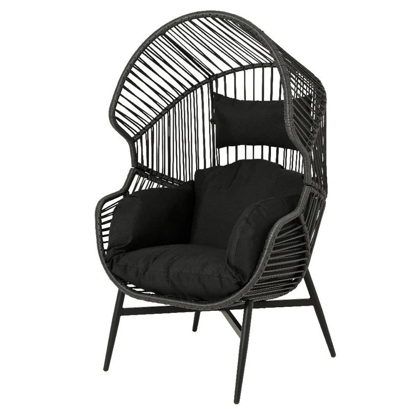 Chaise œuf en rotin noir – Collection Fermo