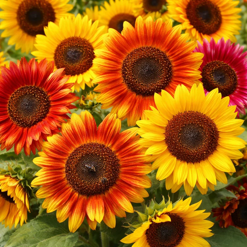 Mélange de tournesols ( Helianthus annuus )