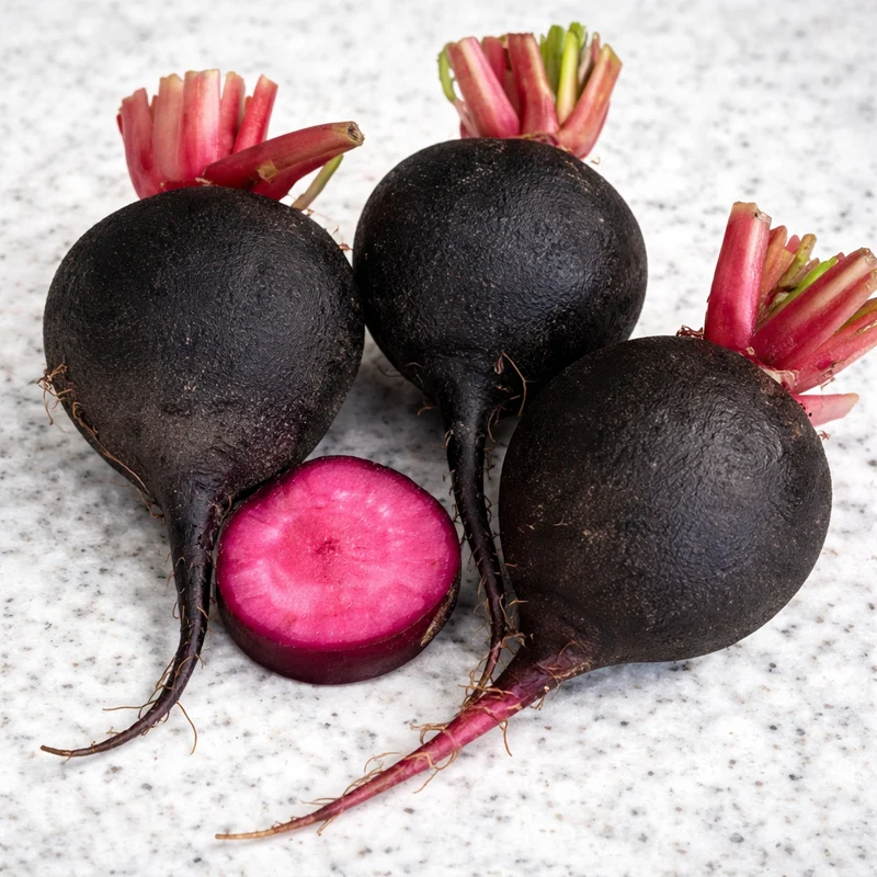Radis d’hiver ‘Écarlate Noir’ ( Raphanus sativus )