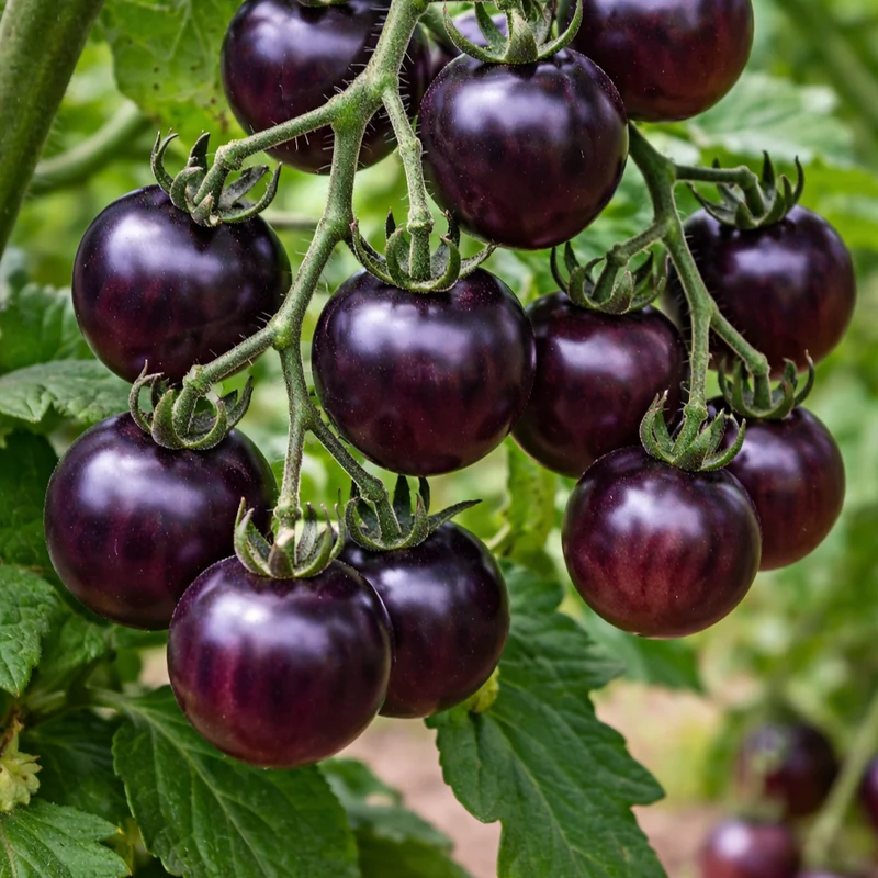 Tomate cerise noire ( Solanum lycopersicum )