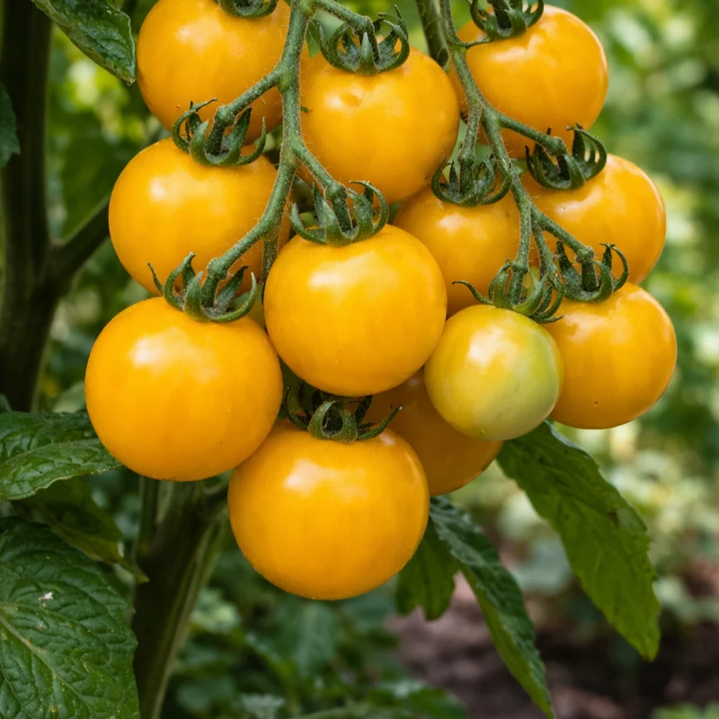 Tomate cerise jaune ‘Galina’ ( Solanum lycopersicum )