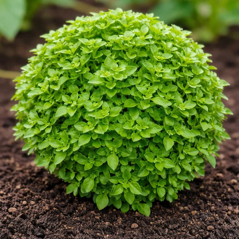 Basilic à petites feuilles 'Greek Globe' (Ocimum basilicum)