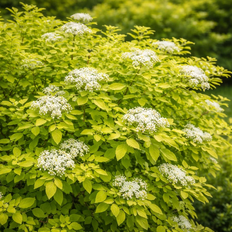 Spirée du Japon ‘White Gold’ ( Spiraea japonica ‘White Gold’)