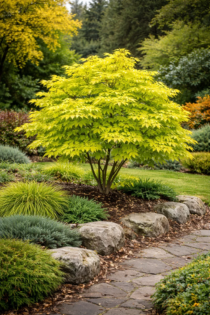 Érable pleine lune doré ‘Aureum’ ( Acer shirasawanum ‘Aureum’)