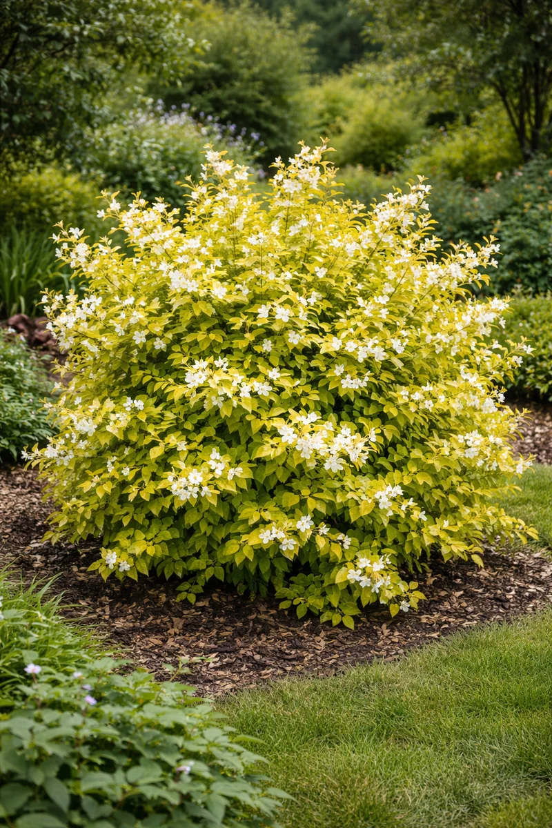 Seringat odorant doré ‘Aureus’ ( Philadelphus coronarius ‘Aureus’)