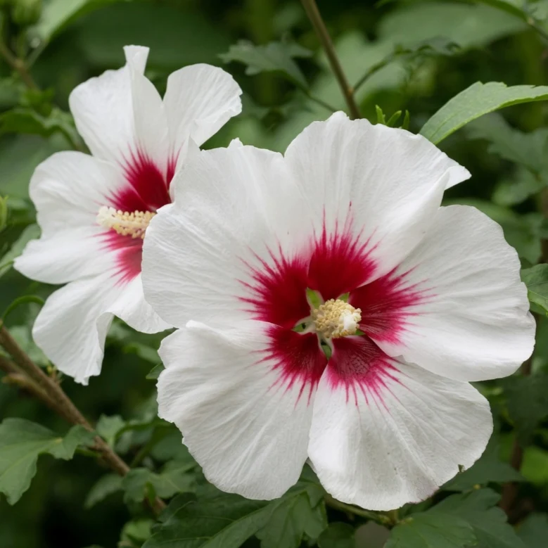 Hibiscus de Syrie ‘Red Heart’ ( Hibiscus syriacus ‘Red Heart’)