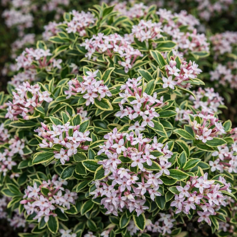 Daphné ‘Carol Mackie’ ( Daphne × burkwoodii ‘Carol Mackie’)