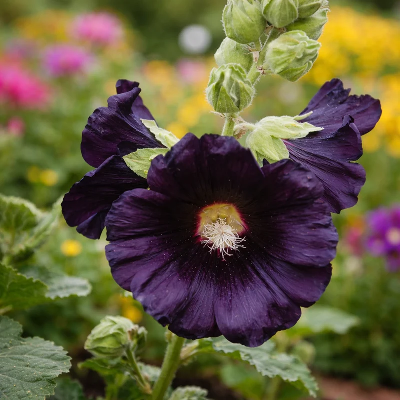Rose trémière Spotlight ‘Blacknight’ (Alcea Spotlight 'Blacknight')