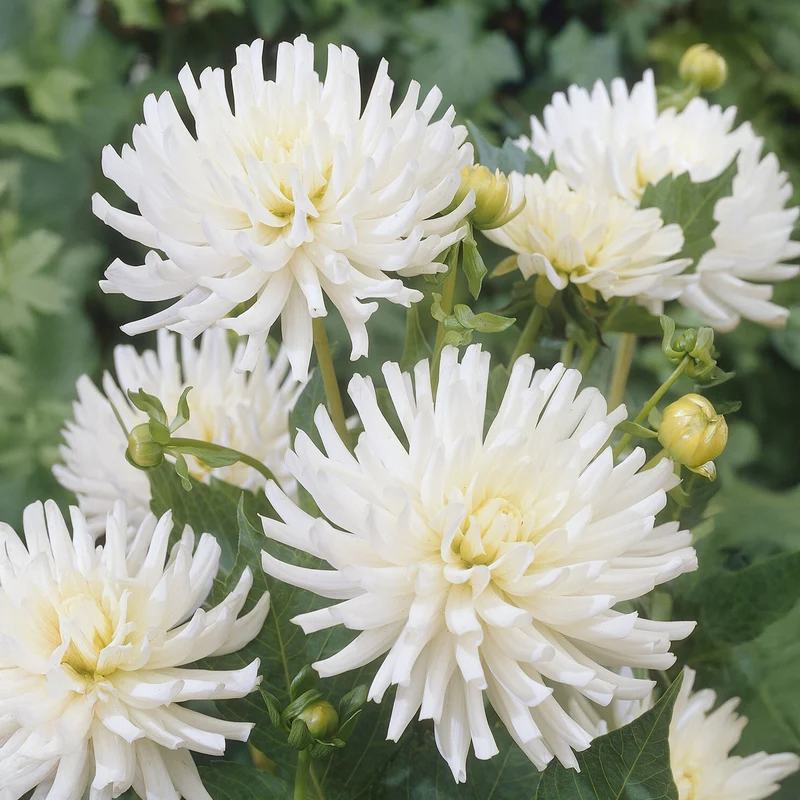 3 Dahlias cactus nain White Happiness