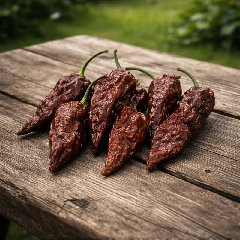 Piment Ghost Chocolat ‘Bhut Jolokia Chocolate’ ( Capsicum chinense )