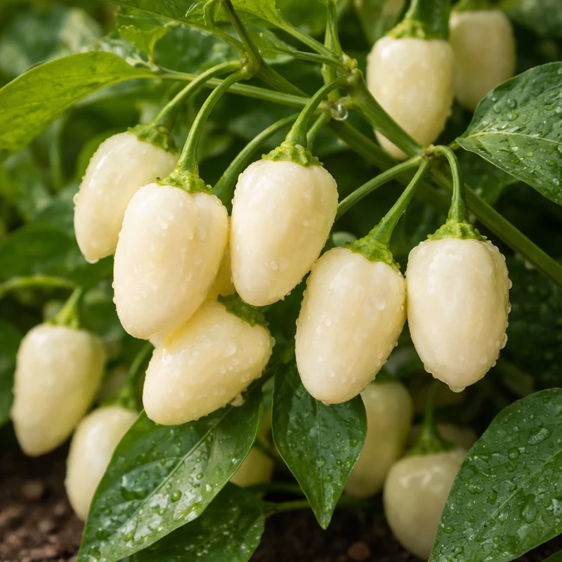 Piment fort ‘Habanero Mini’ blanc bio ( Capsicum chinense ‘Habanero Mini White’)