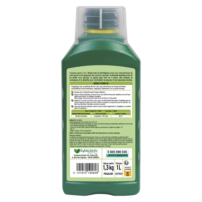 Engrais gazon liquide 3 en 1 FERTILIGENE
