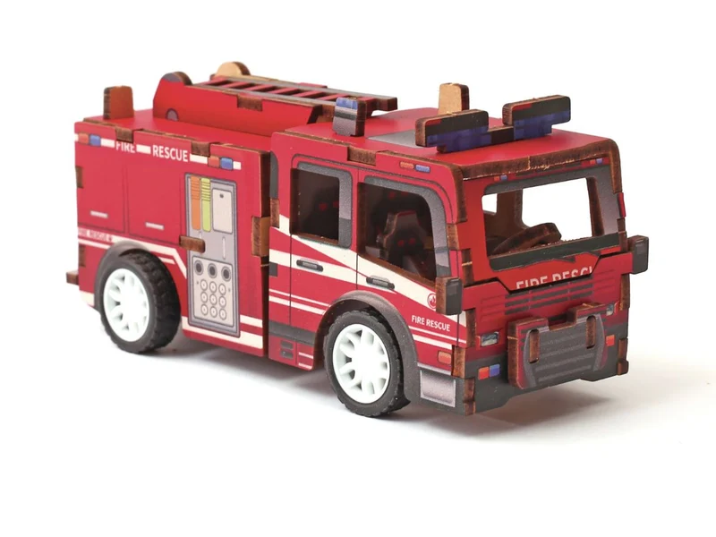 Maquette 3D Bois - Camion de pompiers à construire