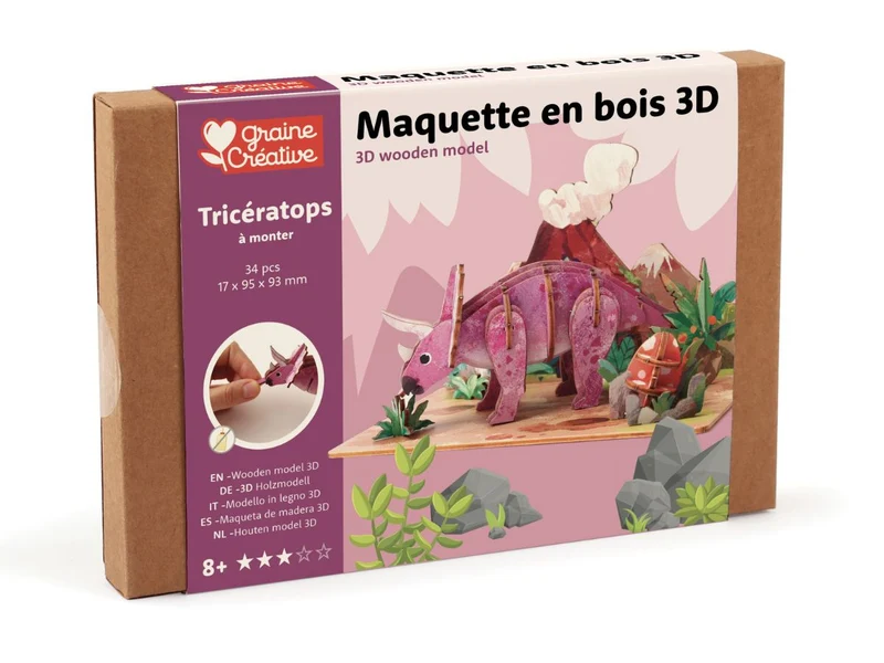 Maquette en bois 3D - Tricératops