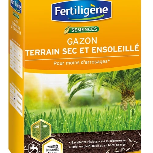 Gazon Terrain sec & ensoleillé pour moins d'arrosages - 875g - 25m² FERTILIGENE