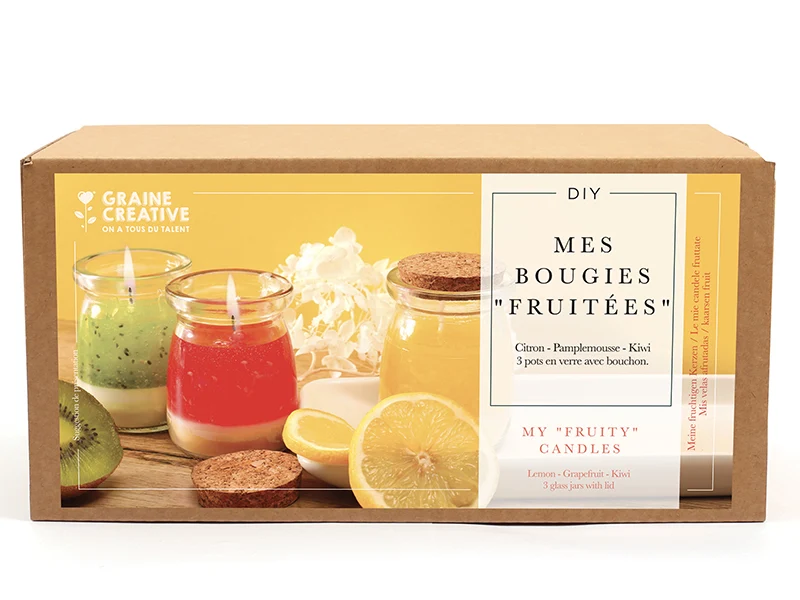 Coffret kit DIY bougies fruitées 3 designs Graine Creative