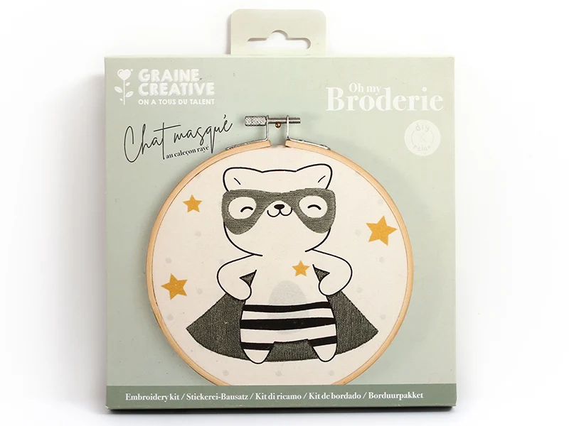 Kit broderie partielle - Chat masqué (Débutant)