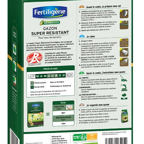 Gazon Super Résistant Label Rouge - 1kg - 40m² FERTILIGENE