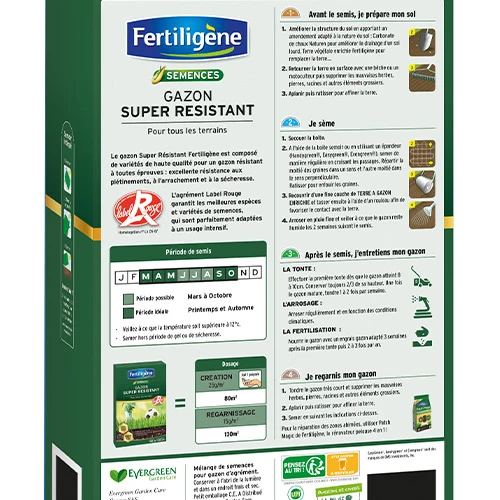 Gazon Super Résistant Label Rouge - 1kg - 40m² FERTILIGENE