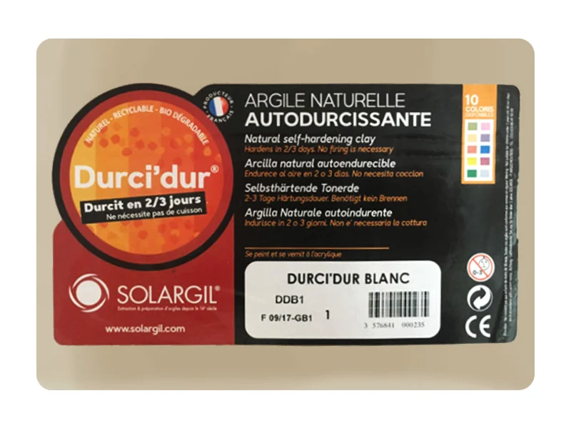 Durci'dur blanc - Argile naturelle autodurcissante