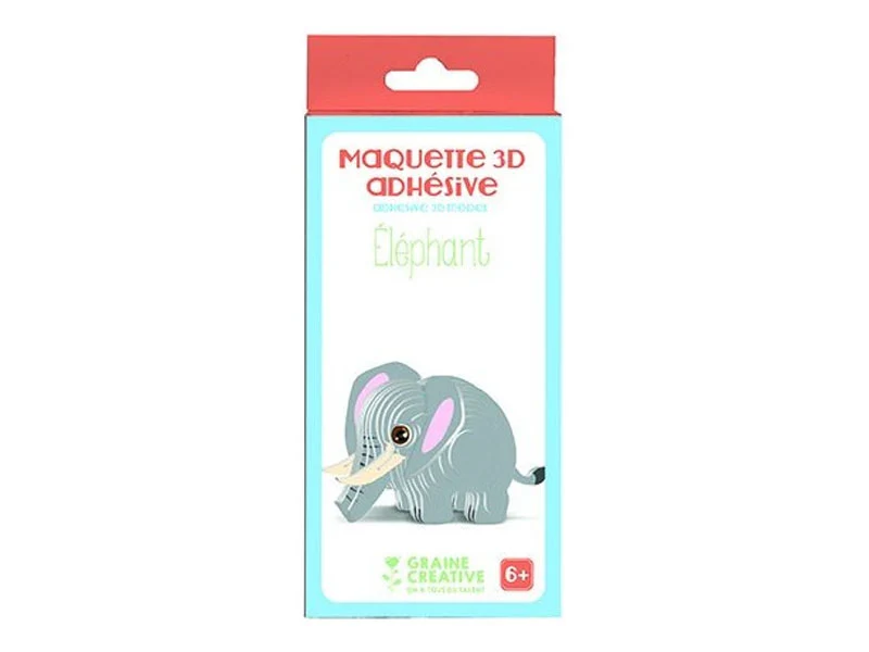 Maquette adhésive en carton 3D - Éléphant