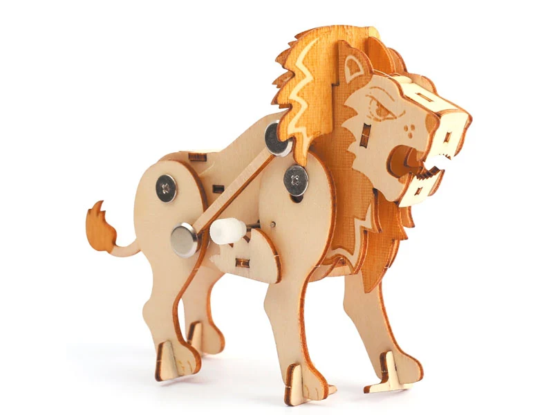 Maquette en bois 3D mécanique lion