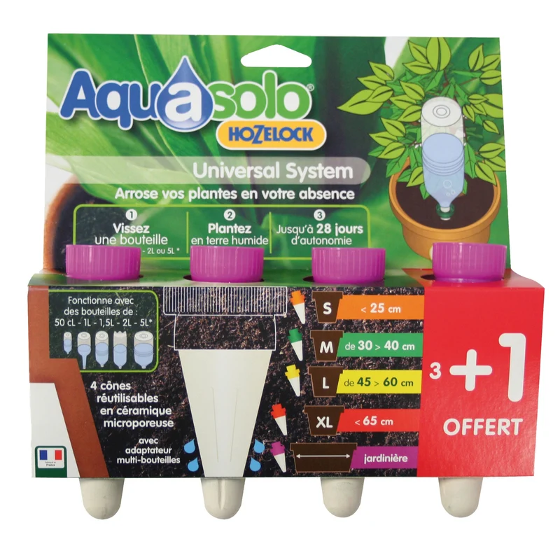 4 Cônes d’arrosage Aquasolo spécial jardinères mauve HOZELOCK