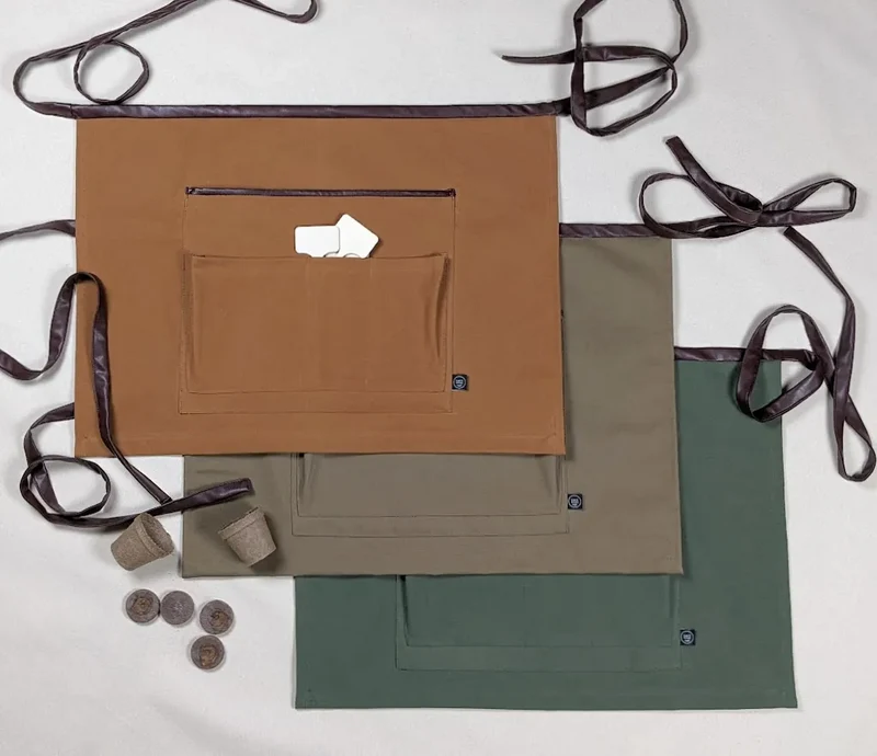 Tablier de jardinage avec ceinture de faux cuir