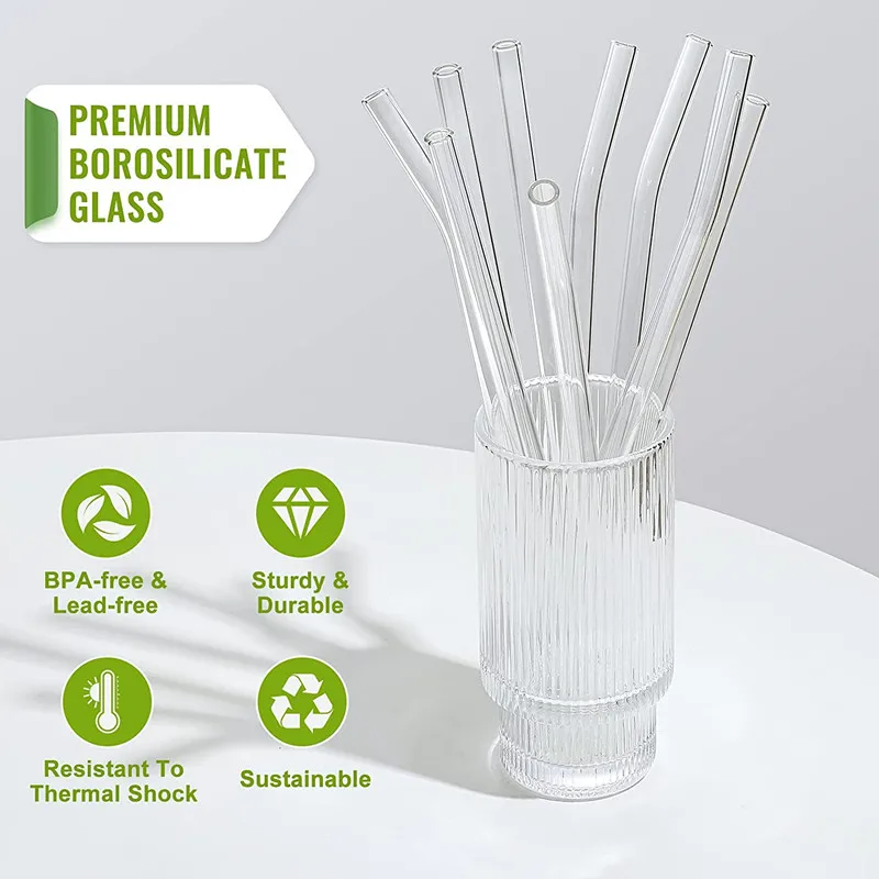 12 pailles réutilisables en verre